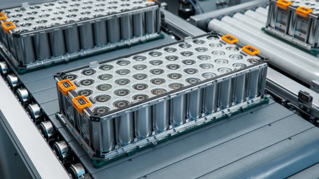Industrial battery modules on a production line
